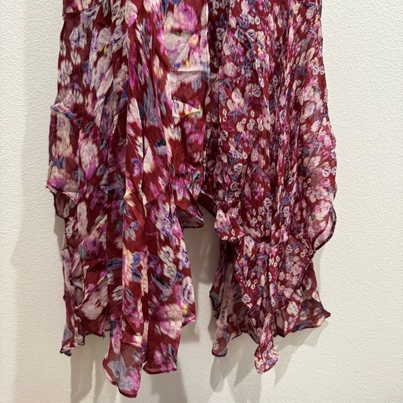 AMUR Laura Floral Silk One Shoulder Dress Size 2 Lavender Purple Asymmetric Hem - Picture 8 of 16